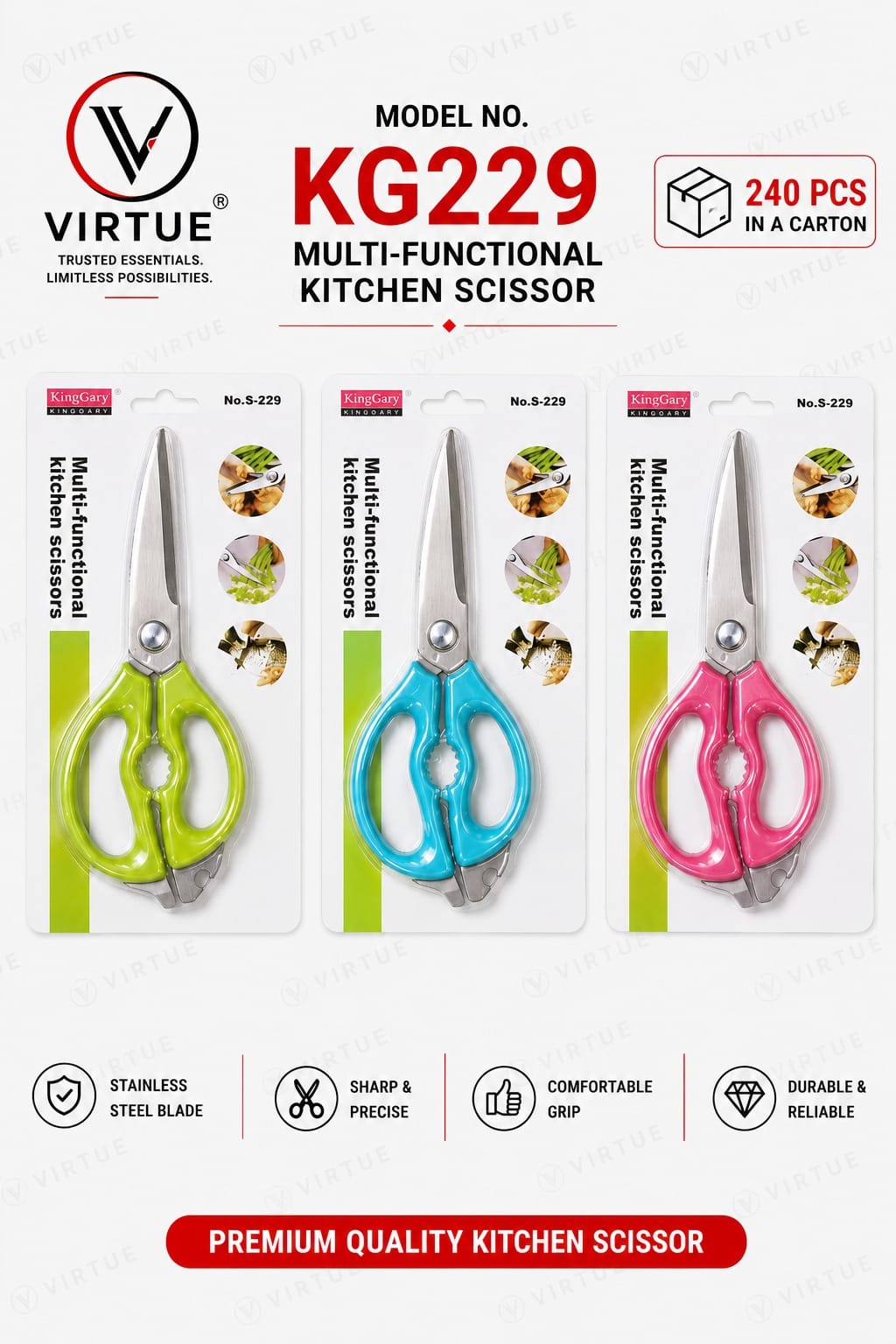 Multi-Functional Kitchen Scissors KG229 — Virtue Africa wholesale sourcing